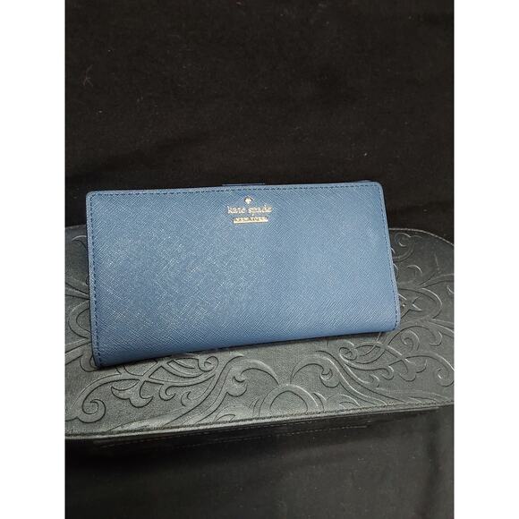 Katè Spade Women's Blue Navy Leather Wallet NEW YORK MADISON - Picture 1 of 6